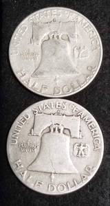 2 FRANKLIN HALF DOLLARS 1948-D 1951-S