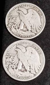 2 WALKING LIBERTY HALF DOLLARS 1943-D 1944-S