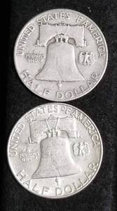 2 FRANKLIN HALF DOLLARS 1952-D 1963-D