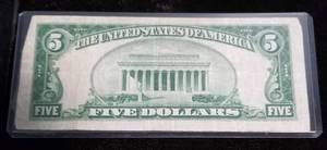 1934-A US $5 BLUE SEAL FEDERAL RESERVE NOTE