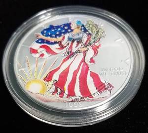 1999 COLORIZED AMERICAN SILVER EAGLE 1 TROY OZ. .999 FINE SILVER IN AIRTITE