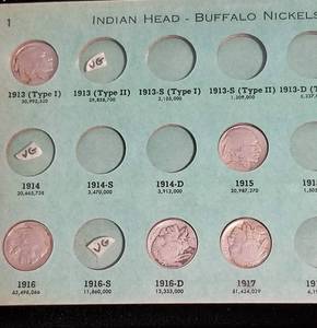 1913-1938 US BUFFALO NICKEL PARTIAL SET includes some better dates 48 COINS