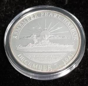 1 TROY OZ .999 FINE SILVER 50 YEAR PEARL HARBOR ANNIVERSARY