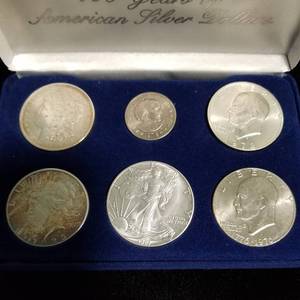 DOLLAR SET OF 6 DIFFERENT US DOLLARS MOSTLY SILVER