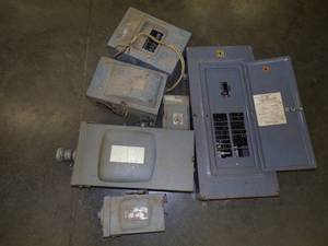 lot 14 image: 150 Amp Square D Circuit Breaker Box with Breakers and other Electrical Boxes