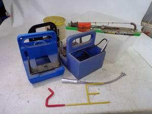 lot 21 image: Fish Finder Holders, Tip Up and fishing supplies