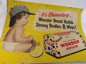 lot 1 image: 1940s Vintage Wonder Bread Advertising Sign
