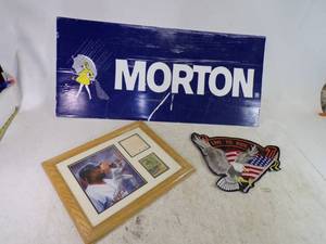 lot 76 image: Kirby Pucket Framed Card with Morton Sign and Live to ride patch