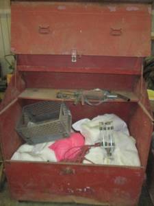 Red gang box with contents.  4 wid...