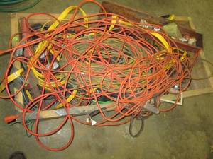 Wood crate with misc. cords, wire &...