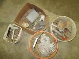 3 pails and a box of assorted hardw...