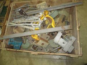 Wood box of steel pieces...