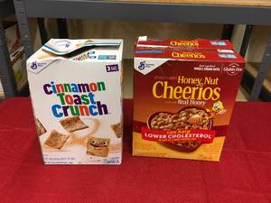 lot 494 image: Cinnamon Toast Crunch & Honey Nut Cheerios, Retail $14.88