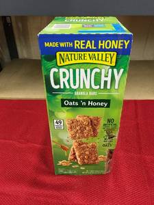 lot 495 image: Nature Valley Crunchy Oat n Honey Granola Bars, Retail $12.79