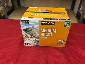 lot 506 image: Kirkland Signature Medium Roast Organic 120 K- Cup Pods, Retail $36.99