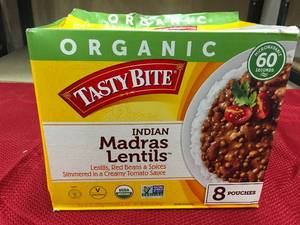 lot 510 image: Organic Tasty Bite Indian Madras Lentils, Retail $11.99