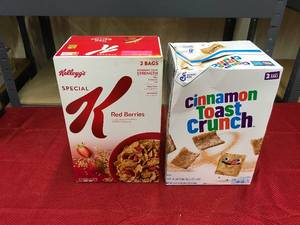 lot 556 image: Cinnamon Toast Crunch & Kelloggs Special K Red Berries, Retail $15.98