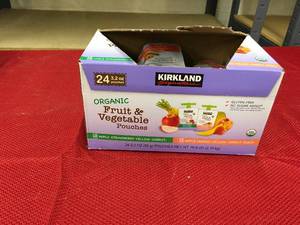 lot 568 image: Kirkland Signature Organic Fruit & Vegetable Pouches, Retail $10.89