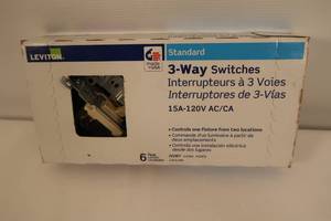lot 7 image: Leviton 3-Way Switches (6-Pack) (Qty 8) - IVORY