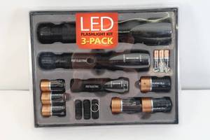 lot 37 image: Safety Bundle - High-Visibility Yellow Reflective Construction Safety Vest (2-Pack) & LED Flashlight Kit (3-Pack)