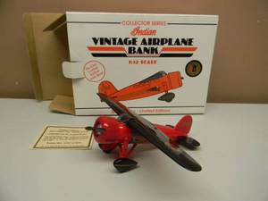 lot 20 image: SPEC CAST 132 SCALE DIE CAST - INDIAN MOTORCYCLE AIRPLANE BANK - SPECIAL RUN - LIMITED EDITION - NEW IN BOX - SEE PICTURES