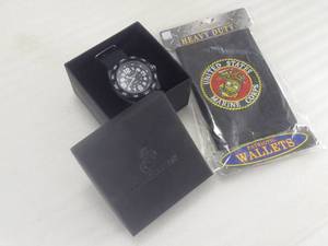 lot 59 image: U.S. Marine Corps Watch & Embroidered Nylon Wallet Set