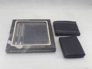 lot 70 image: Brand New English Leather Wallet Gift Set & Two Lambskin Leather Wallets