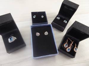 lot 90 image: Brand New Womans 10 Piece Lot Platinum Plated Blue Topaz Includes Ring Size 8 & Much More See Photos