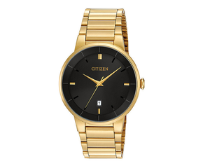 lot 1 image: Brand New Citizen Mens Black Dial Gold-Tone Stainless Steel Watch
