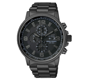 lot 7 image: Brand New Citizen Mens Eco-Drive Nighthawk Blackout Chronograph Watch