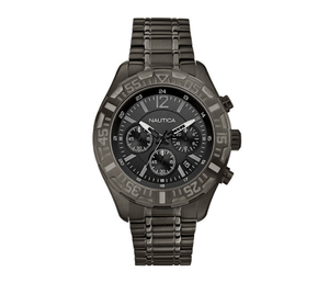 lot 43 image: Brand New Nautica Mens Gunmetal Chronograph Watch
