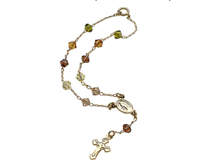 lot 143 image: Brand New Lot of Two 18K Gold-Plated Silver Swarovski Crystal Multi-Color Rosary Bracelets