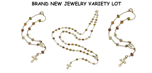 lot 144 image: Brand New 18K Gold-Plated Silver Swarovski Crystal Multi-Color Rosary Necklace & Bracelets Lot