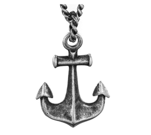 lot 154 image: Brand New Crucible Brushed Silvertone Stainless Steel Anchor Pendant with Necklace