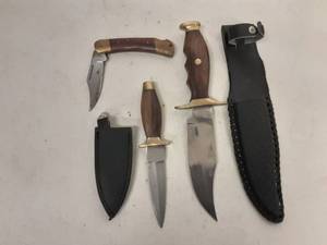 lot 10 image: 3-Wood Handle Knives(1-Folding)