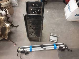 lot 45 image: Pair Of Metal Car Ramps, Pair Of Roof Top Ski Carriers, Pioneer Amp, Creeper