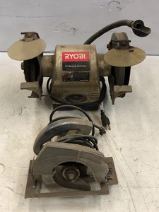 lot 24 image: (1) Bench Grinder & (1) Circular Saw