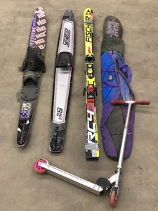 lot 98 image: Lot Of Assorted Water Skis, Folding Scooter, Etc