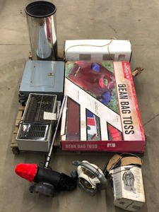 lot 62 image: Lot Of Assorted Heater, Polisher, Air Filter, Bag Toss Game, Etc
