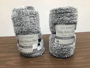 lot 11 image: Lot of 2 Lazy Mondays Teddy Sherpa Throw - 50 x 60 Soft and Cozy