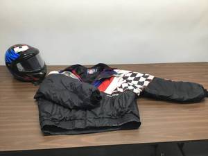lot 4 image: Mens Snowmobile Polaris Helmet and Jacket.