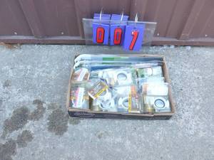 Flat of plumbing & faucet parts. As shown.