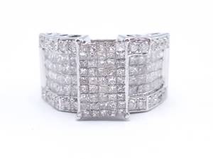 5 Carat Ladies Invisible Set Diamond Estate Ring in 14k White Gold - $17,250 VIDEO