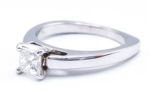 High Grade GIA Certified .75 Carat Princess Cut Solitaire Diamond Engagement Ring in 14k White Gold $6800