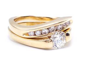 Very High Grade .85 Carat Diamond Wedding Set in 14k Yellow Gold $7225