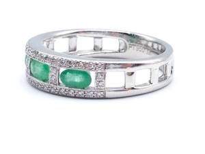 Natural Colombian Emerald and Diamond Ring in Platinum $3999