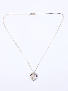 1 Carat Diamond Heart Shaped Estate Necklace in Two-Tone 14k Gold $2850