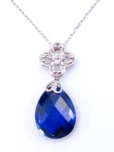Magnificent Sapphire and Diamond Estate Necklace in 10k White Gold