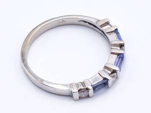 Emerald Cut Tanzanite and Diamond Estate Band in 14k White Gold $2450