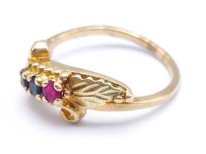 Black Hills Gold Natural Ruby, Sapphire, and Garnet Estate Ring in 10k and 12k Gold